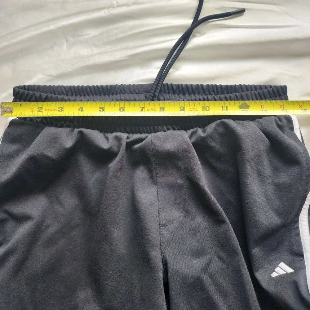 Adidas Mens Track Pants Black White 3 Stripe Athletic Training Trousers Medium